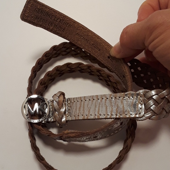Michael Kors silver braided leather belt - Picture 2 of 3